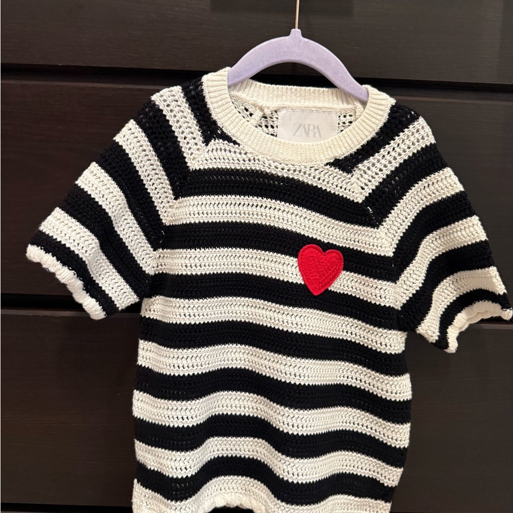 Zara Kids Striped Sweater with Red Heart